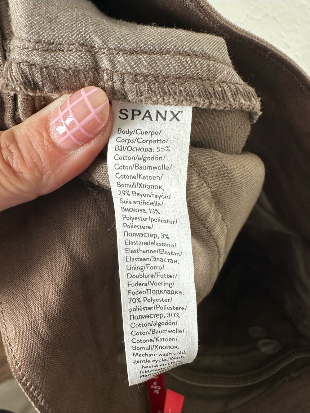 SPANX Women's Petite Small Cropped Pants Brown Stretch Shaping Slim Straight - Picture 6 of 6